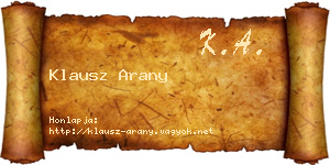 Klausz Arany névjegykártya